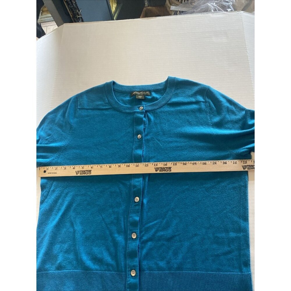 Eddie Bauer Women's XL Button Up Top Teal Business Office Stretchy Casual Blouse - Picture 7 of 11